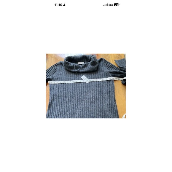 LOFT Outlet Dress M Ribbed Turtle Neck Midi Sweater Knit Gray Long Sleeve NEW - Picture 6 of 9